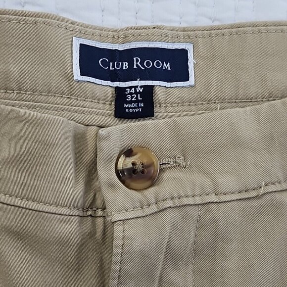 Club Room Men's Size 34x32 4-Way Stretch Chino Golf Pant Khaki Relaxed Straight - Picture 5 of 14